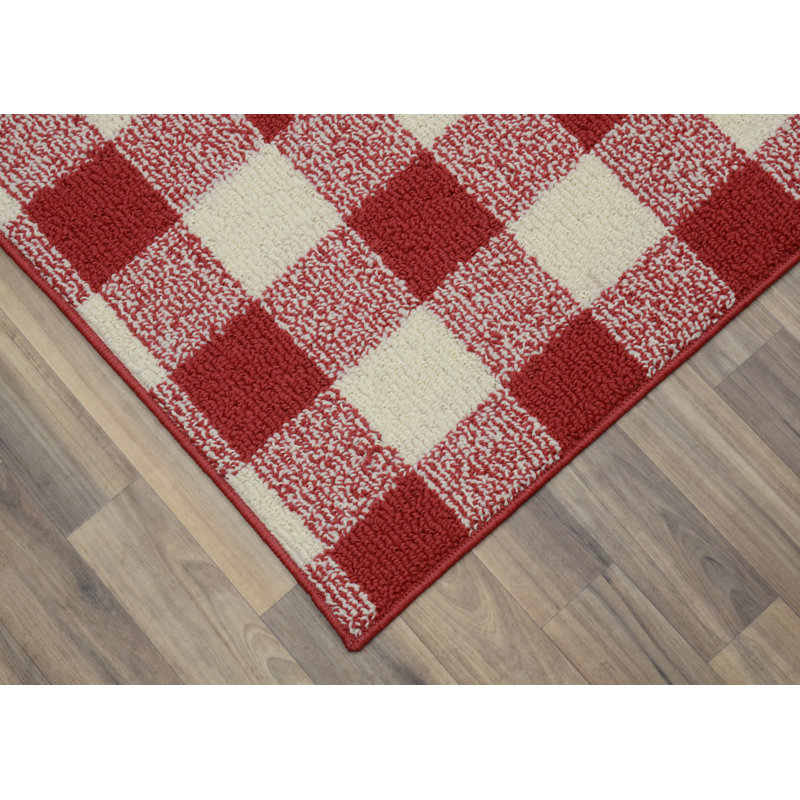 Tapis rouge à carreaux touffetés Curiel, Rectangle 5 pi x 7 pi