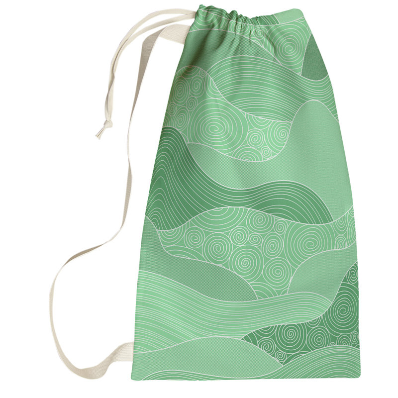 Sac à linge à ondulations tirées à la main, Petit (H 64 po x l 20 po x P 1,5 po), Vert