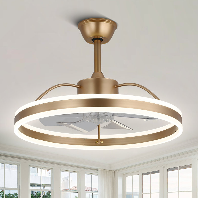 Ventilateur de plafond à DEL 24 pouces avec lumières et télécommande, ventilateur de plafond Fandelier réversible 6 vitesses pour chambre à coucher Chantrice
