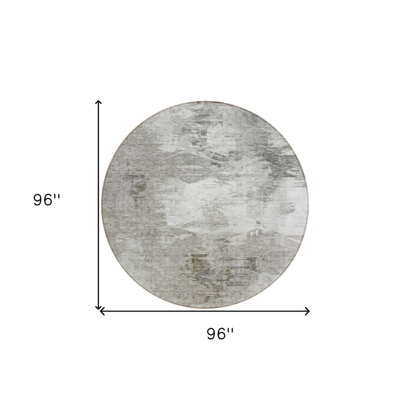 Tapis extérieur rond lavable beige 8 po beige et gris abstrait