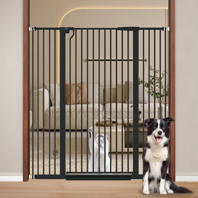 Barrière de sécurité 51 po pour chat et animal de compagnie de 51 po de largeur, barrière de sécurité de 29,92 po à 39,99 po avec barrière de sécurité, barrière à fermeture automatique à double sens, barrière étroite en métal de 1,37 po po