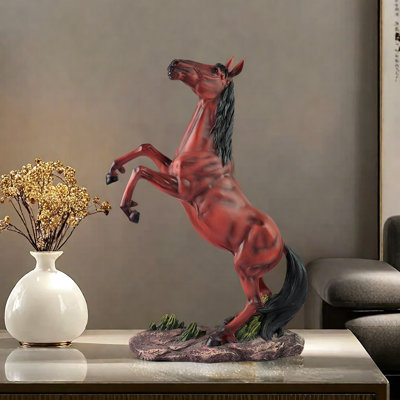 Statue de cheval cabré de 51 cm de haut, figurine d'étalon dynamique, sculpture décorative pour salon, bureau, cadeau idéal pour une pendaison de crémaillère ou la fête des pères