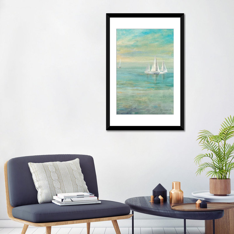 Sunrise Sail Sailers II, reproduction d'art sur toile tendue, H 24 po x l 16 po x P 1 po, Papier beaux-arts encadré noir