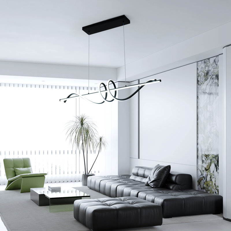 2 - Light Black LED Kitchen Island Pendant