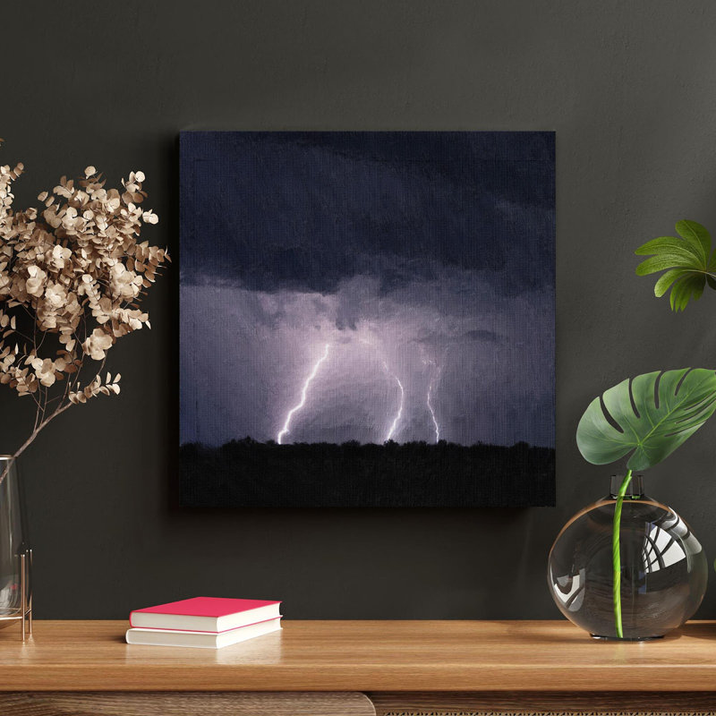 Lightning Strike On The Sky - 1 pièce, reproduction d'art graphique carré sur toile tendue, H 12 po x l 12 po