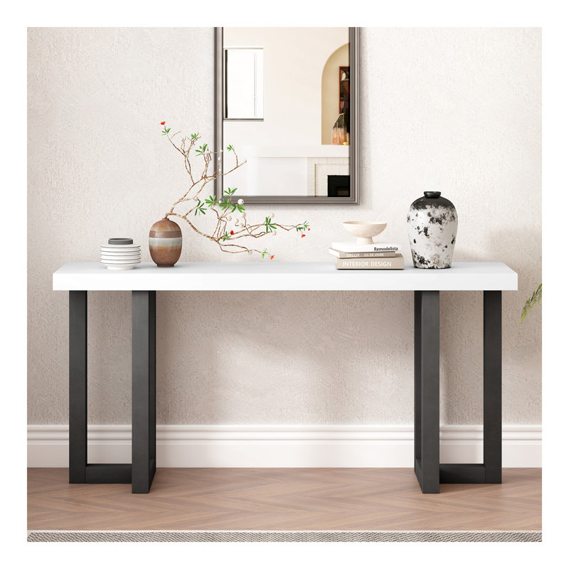 Console de conception géométrique avec pieds en pin massif, convient au vestibule, au couloir, au salon, à la chambre à coucher