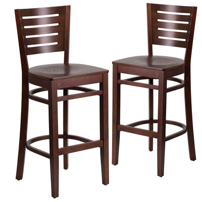 Kadircan Slat Back Wooden Restaurant Barstool