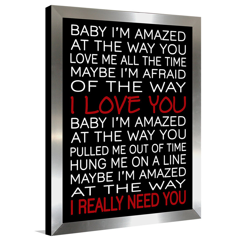 « baby i is étonné », art textuel encadré, H 37,5 po x l 25,5 po x P 1 po