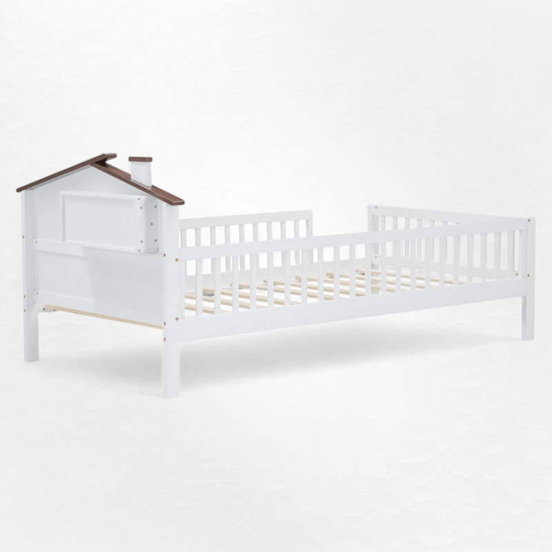 Wood Platform Bed With LED Light, Twin