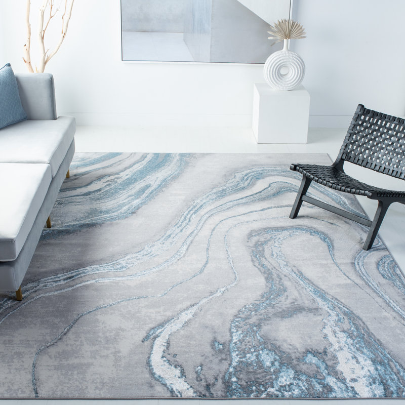 Tapis gris / bleu Shara, Rectangle 6 pi x 9 pi