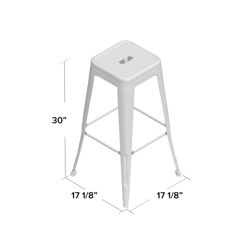 Kendraya Rustic Country Metal Bar & Counter Stool, Sand Matte White, Sand Matte White, Bar Stool (30" Seat Height)