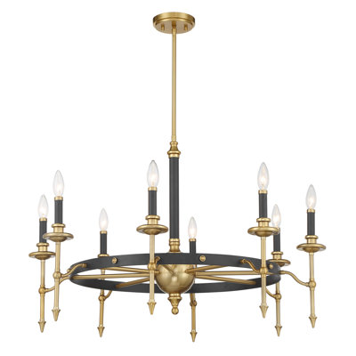  Lustre à 5 lumières Consulation en noir mat et laiton chaud