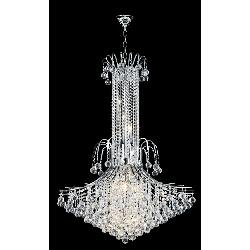 Lustre à niveaux variable 14 lumières Cascade, Strass Swarovski