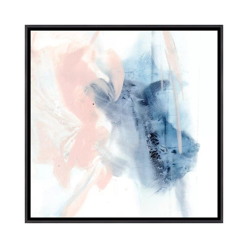 Indigo & Blush III par Ethan Harper - reproduction d'art, H 26 po x l 26 po x P 1,5 po, Toile avec cadre noir patiné