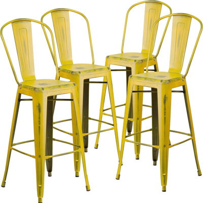 Annetrud 30" Industrial Style Bar Stool Chair - Set of 4 - Modern Metal Bar Height