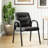 Modern Faux Leather Guest Chair with Armrests – Stackable Office and Reception Chair with Metal Frame