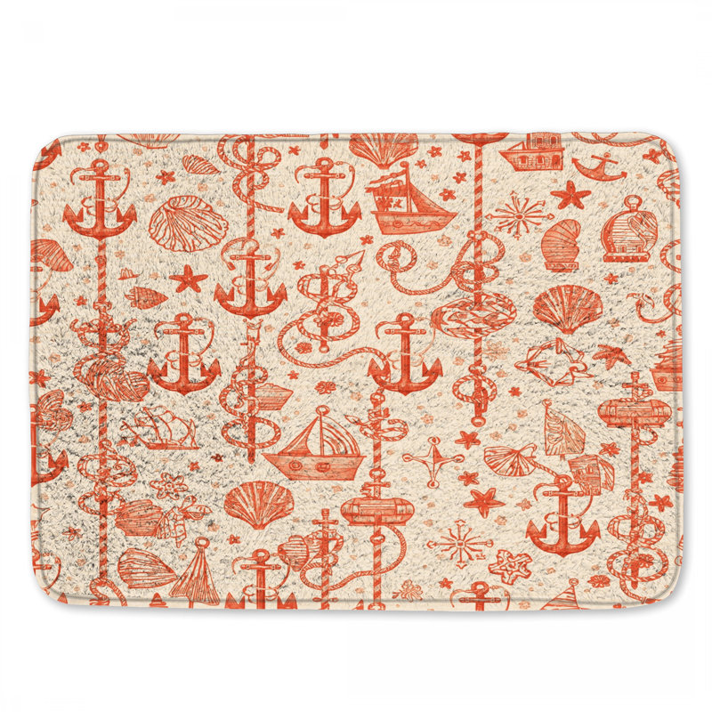 Tapis de bain Nautical Anchor Shells, L 24 po x L 17 po