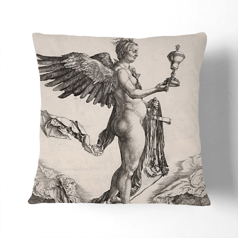 Nemesis By Albrecht Durer Square Throw Cushion, 55cm H x 55cm W x 20cm D