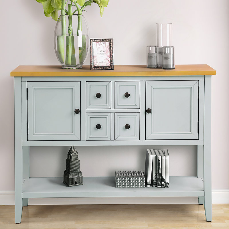 Buffet avec tablette inférieure Cambridge Series Buffet, Bleu / Brun