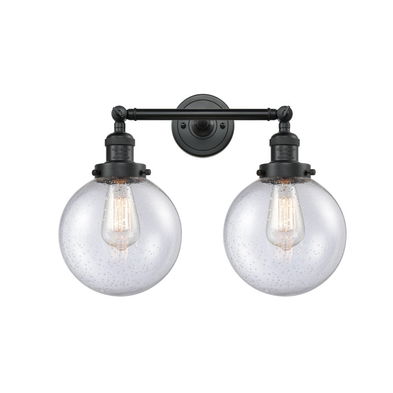 Éclairage de salle de bain à intensité variable 2 lumières Clementina, Ampoule DEL 6 watts Vinage, Grainé, Noir mat