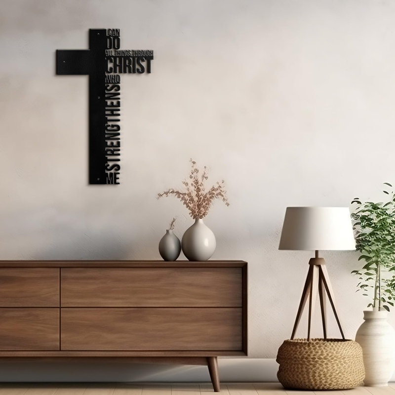Décoration murale en métal, H 20 po x l 10 po x P 0,05 po, Noir