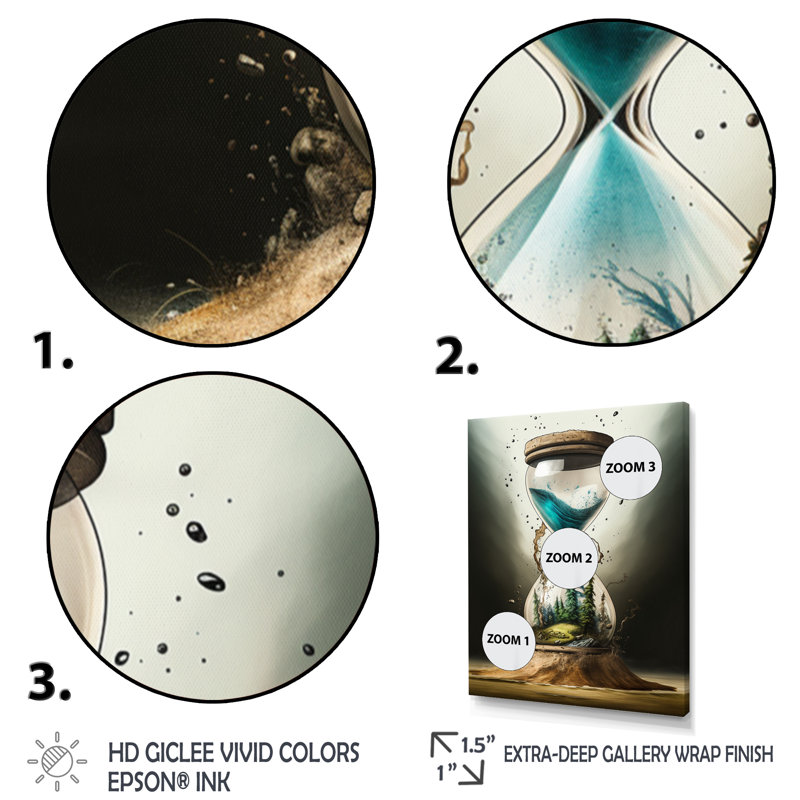 «Hyperceal Hour Glass III», reproduction sur toile encadrée, Noir, H 20 po x l 12 po x P 1 po