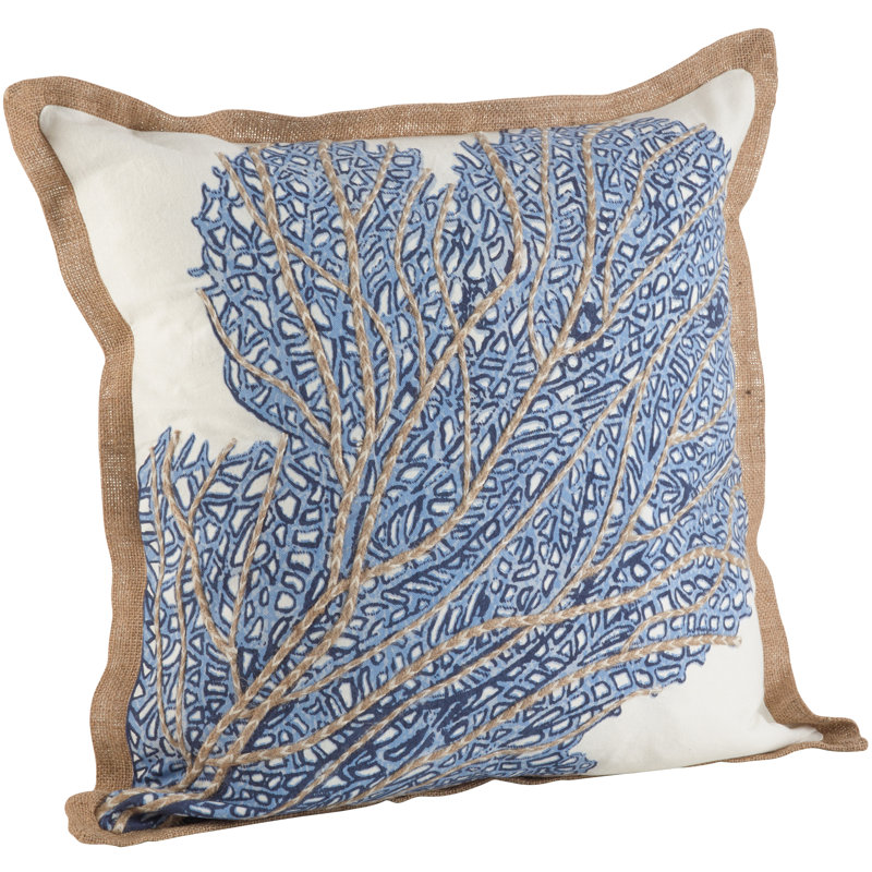Navy Blue Embroidered Cotton Coastal Throw Pillow Set