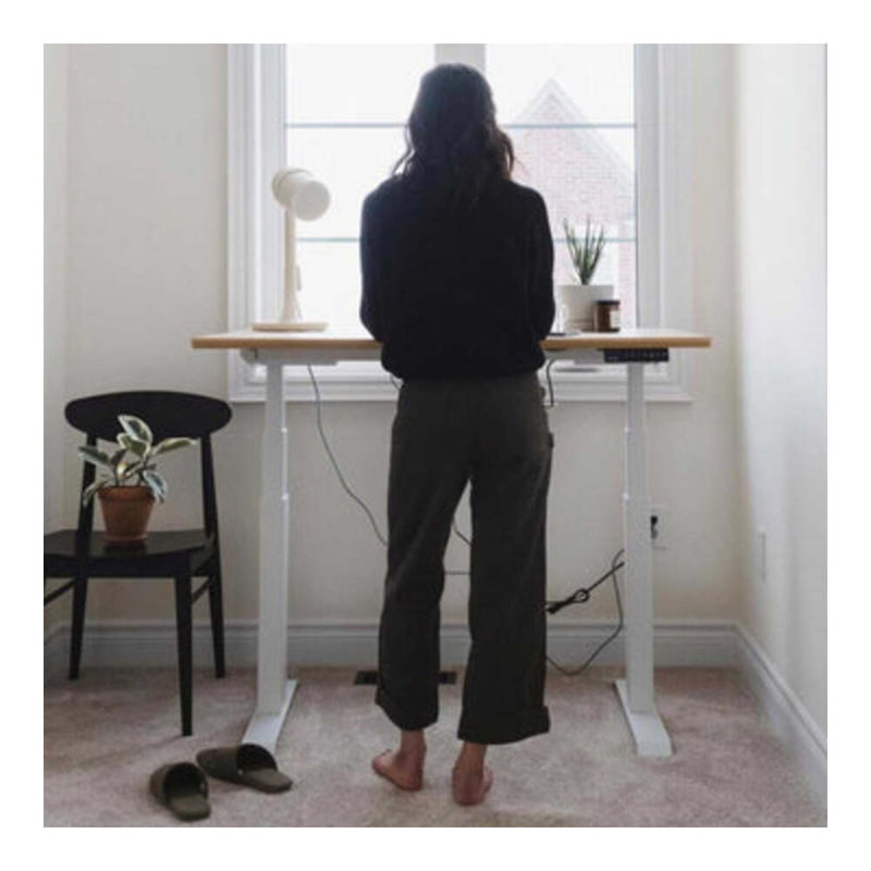 Standing Desk, Woodgrain, 52" H x 48" W x 30" D, White