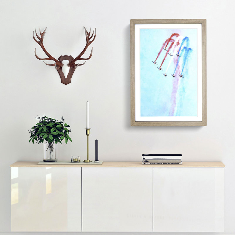 Planes in Formation - Picture Frame Graphic Art Print, 33cm H x 24cm W x 2cm D, Oak Framed