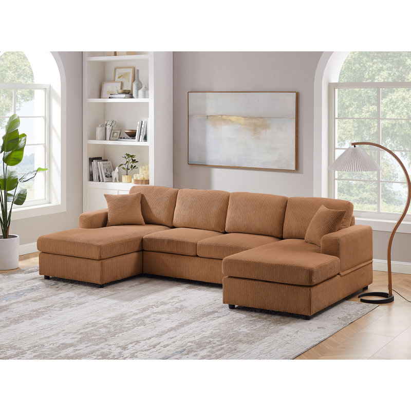 Canapé modulaire rembourré 3 pièces Laiton, 100 % polyester brun clair