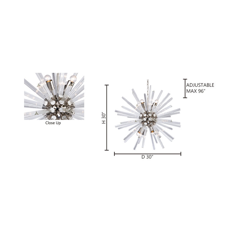 Rosa Modern 8-Light Sputnik Glass Chandelier , Clear