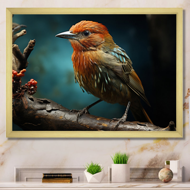" Bird Portrait III ", Gold Picture Framed, 12" H x 20" W x 1" D
