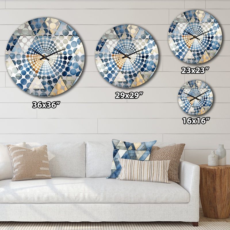 Rustic Cobalt Triangle Symphony - Horloge murale géométrique, Petit