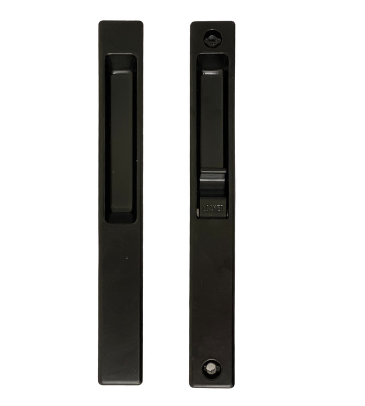Flush Mount Handle Set with Nite Lock for Sliding Glass Doors, White