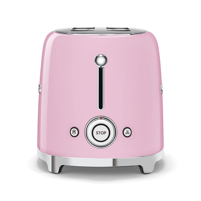 Smeg TSF01 50's Style Retro Two Slice Toaster, Pink