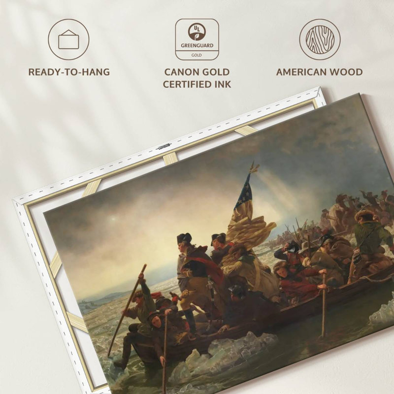 «Washington Crossing The Delaware», reproduction sur toile, H 8 po x l 12 po x P 1 po