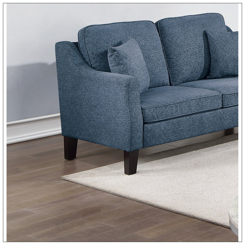 Ensemble de canapé 2 pièces avec canapé et causeuse, coussins en chenille mélangés bleu marine avec coussins