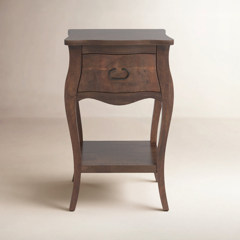Frida 1-Drawer Solid and Manufactured Wood Nightstand, Dark Walnut