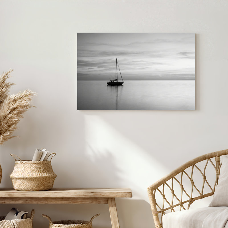 "Gallery Wrap", art mural sur toile pour le salon, la chambre à coucher, le bureau ou le vestibule - décoration murale décorative avec voilier calme