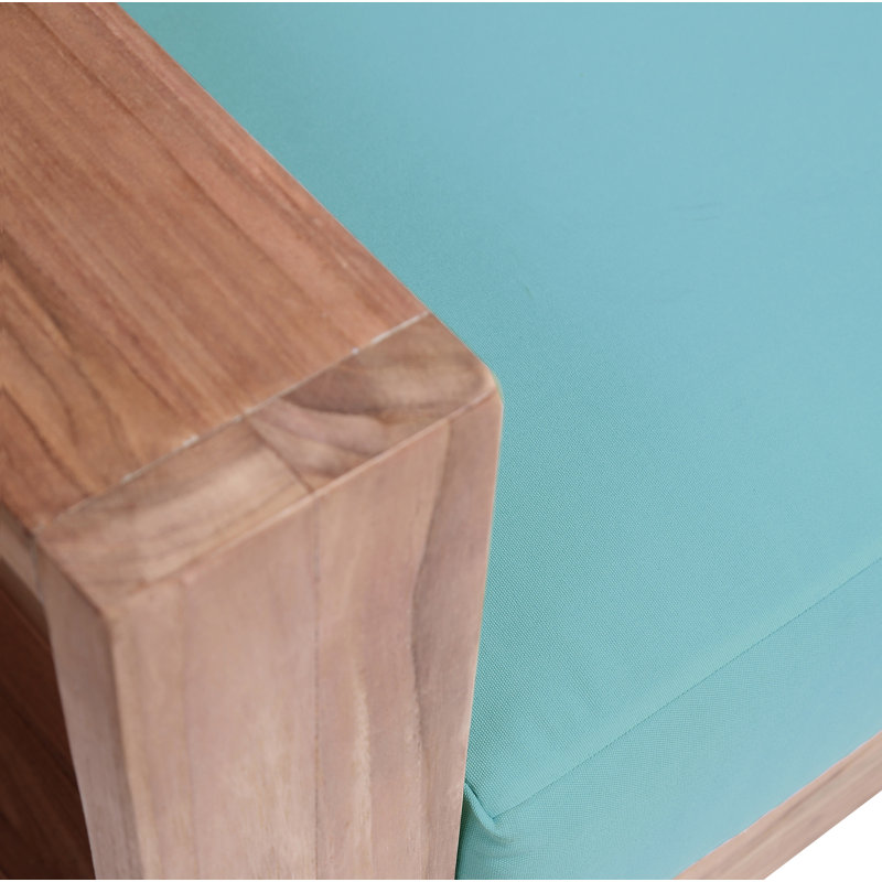 Gazel Teak Patio Chair with Cushions, Sea Blue