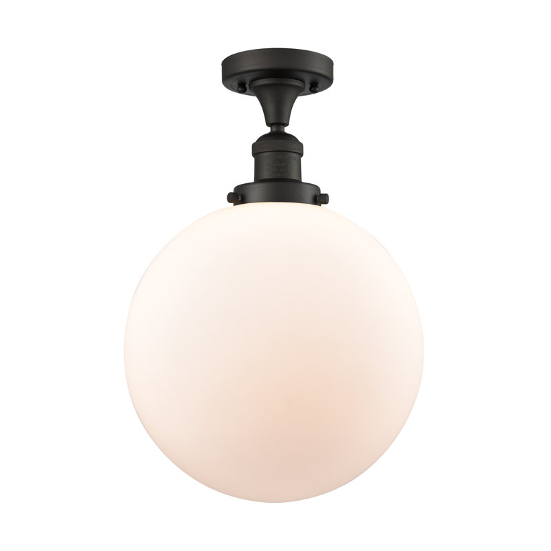 Plafonnier semi-encastré 1 lumière 12 po, Bronze huilé, Blanc mat, DEL