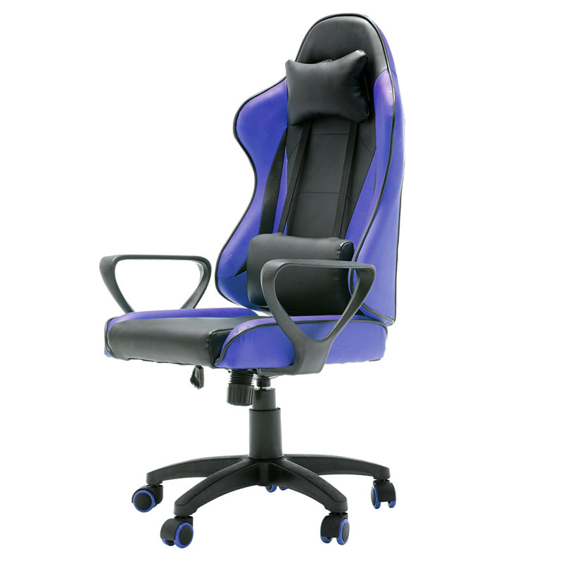 Inbox Zero Adjustable Swiveling PC & Racing Game Chair, Black/Blue