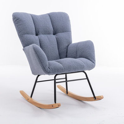 Teddy Fabric Rocking Gilder Nursery Chair For Living Room Indoor,Light Blue