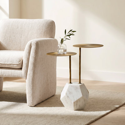 Table d'appoint Anten laiton et blanc