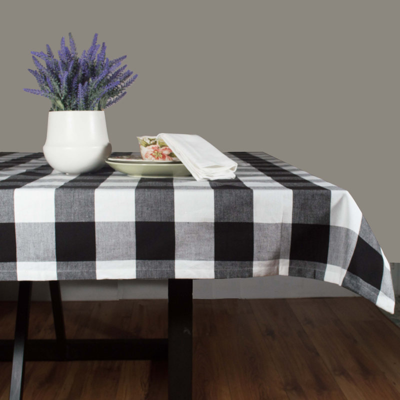 Gracehill Checkered 100% Cotton Tablecloth, Black, 54" x 54"