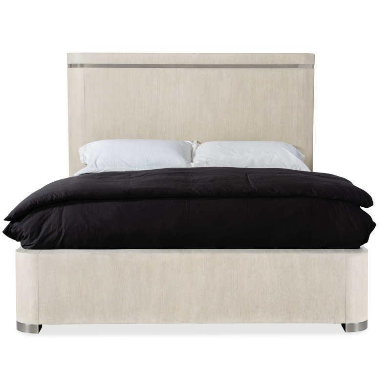 Light Wood Diamond Queen Panel Bed with Upholstered Headboard