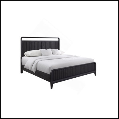 Elegant Elm Veneer Open Panel Bed With Channel Pattern, Sturdy And Ventilated For Comfortable Sleep