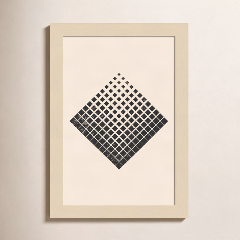 «Minimal Halftone Shapes No 3» par Jay Stanley, impression sur bois encadrée, H 13 po x l 9 po x P 1 po, Brun