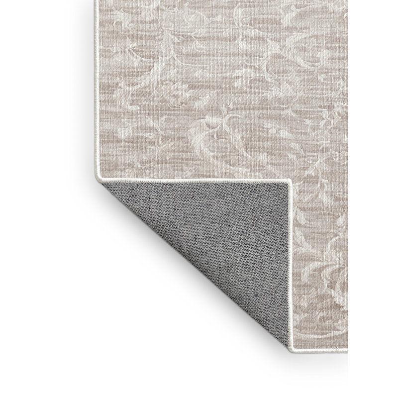 Machine Washable Beige Area Rug, Rectangle 5' x 7'