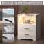 2 Drawer Bedside Table with Charging Station and Human Sensor Light-126012807